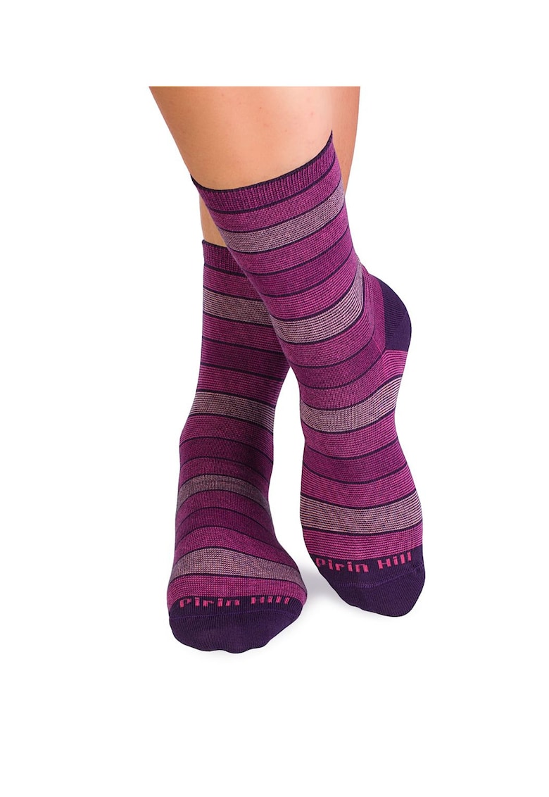 Sosete bumbac organic cu dungi 98% Cotton Rich Roz