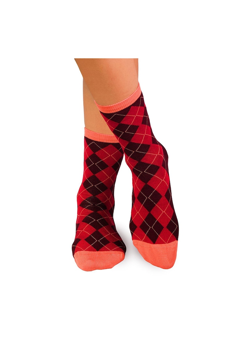 Sosete bambus COMFORT FEET Argyle Rosu Bordeaux