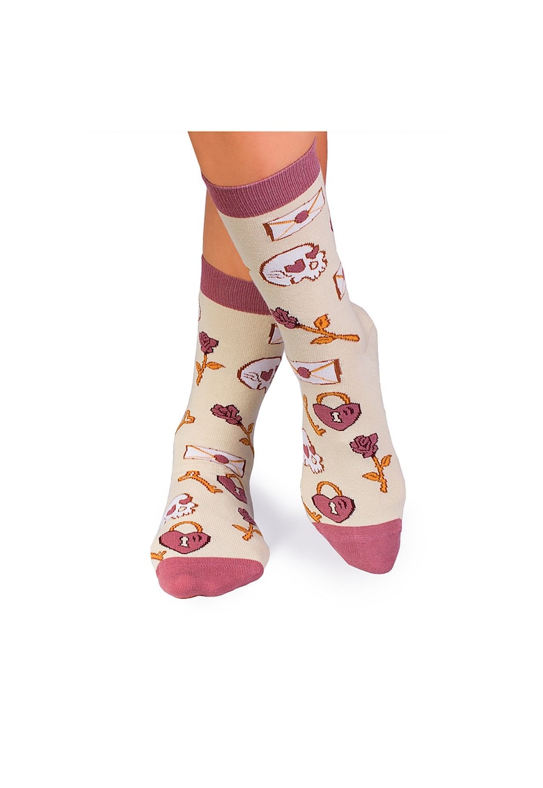 Sosete bumbac Colour Cotton Socks ST VALENTINE'S DAY Ecru