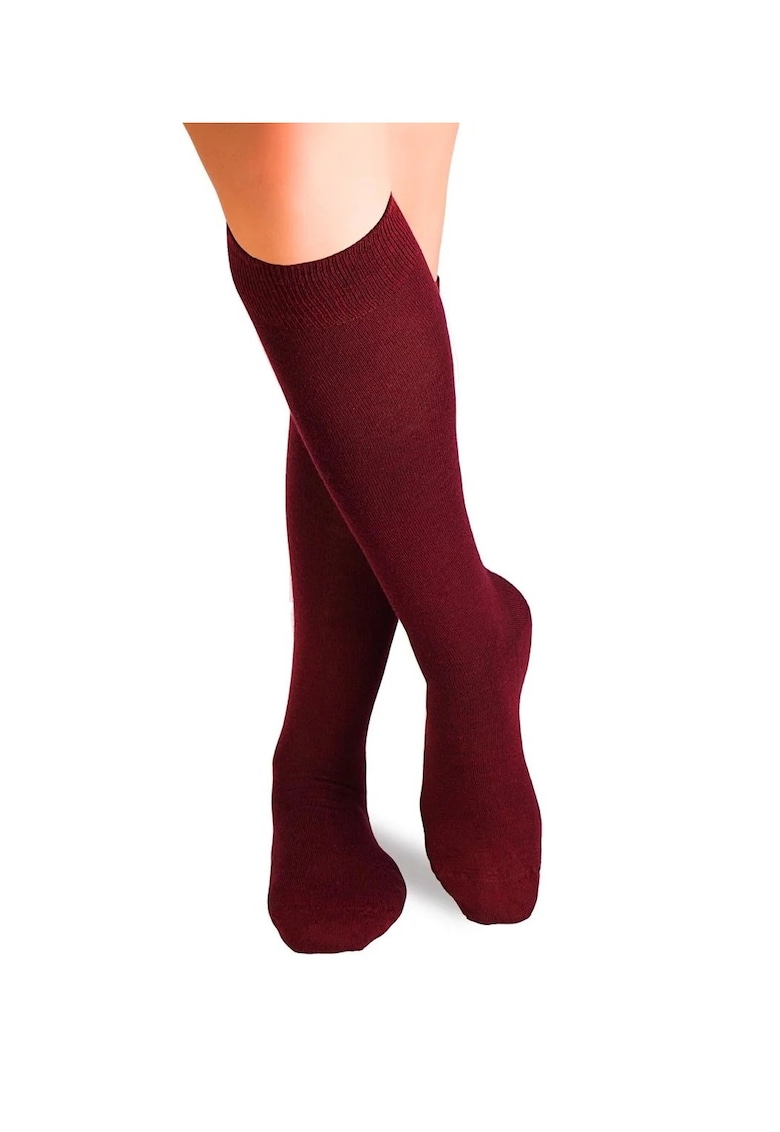 Sosete fine lungi 3/4 din Lana Visiniu