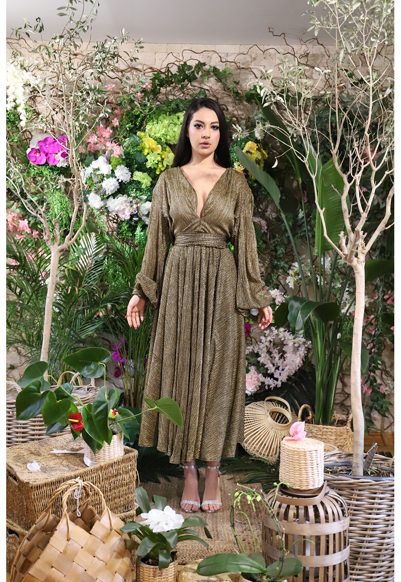 Rochie midi cu decolteu adanc Merle