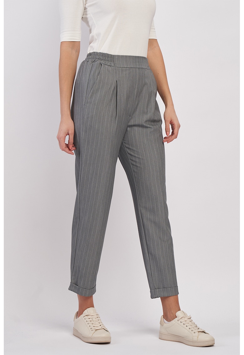 Pantaloni crop conici cu dungi