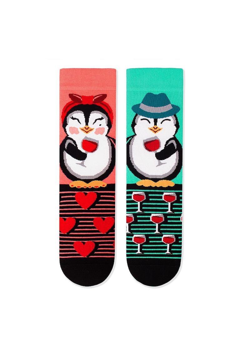 Sosete bumbak Penguin Love Coral