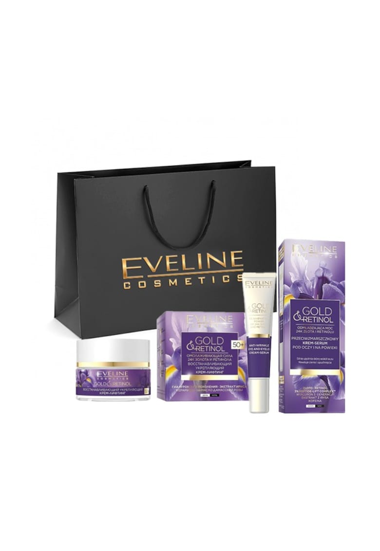 Set Crema-lifting regeneranta cu efect de fermitate pentru fata Gold And Retinol 50 + - 50 ml - Crema ser antirid pentru zona ochilor Gold And Retinol - 20 ml