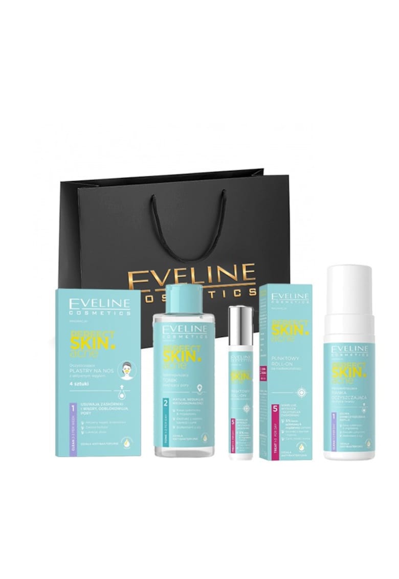 Set  Perfect Skin.acne Solutie pentru eliminarea imperfectiunilor - roll-on - 15 ml - Tonic seboreglator 200 ml - Spuma de curatare faciala -150 ml