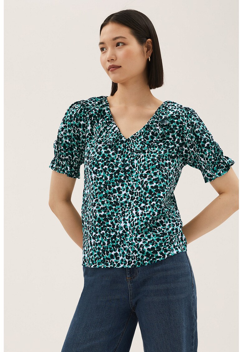 Tricou cu imprimeu si volane