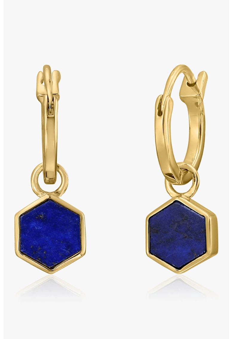 Cercei placati cu 2 microni de aur de 14K si decorati cu lapis lazuli