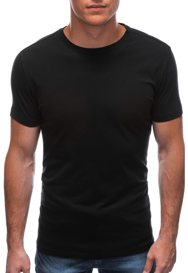 Tricou din bumbac cu model uni - Negru carbon