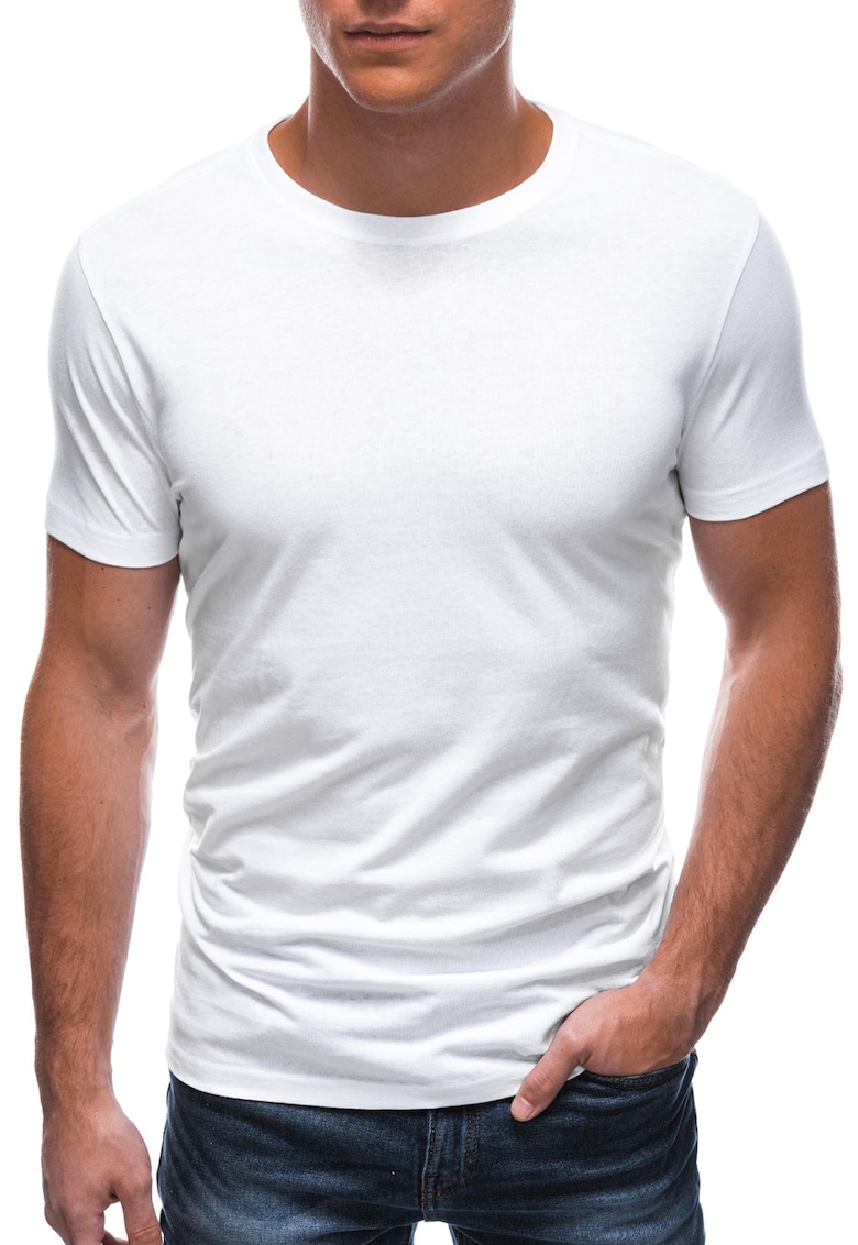 Tricou din bumbac cu model uni - Alb optic