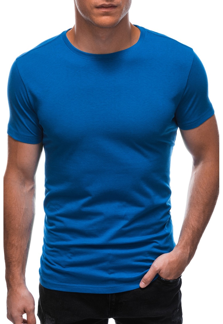Tricou din bumbac cu model uni - Albastru royal