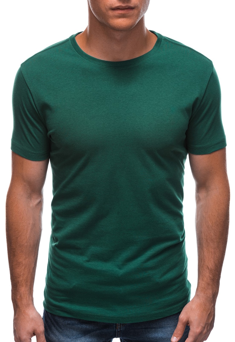 Tricou din bumbac cu model uni - Verde padure