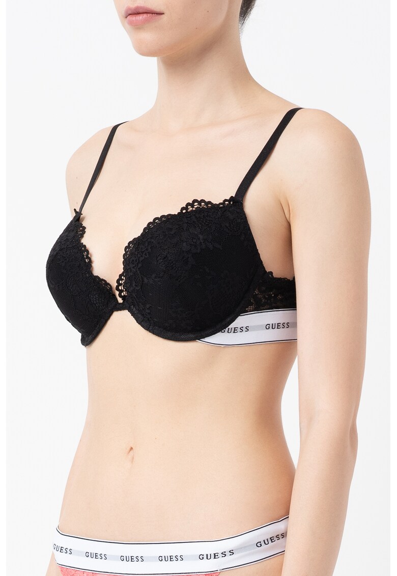 Sutien de dantela cu bretele ajustabile - Negru