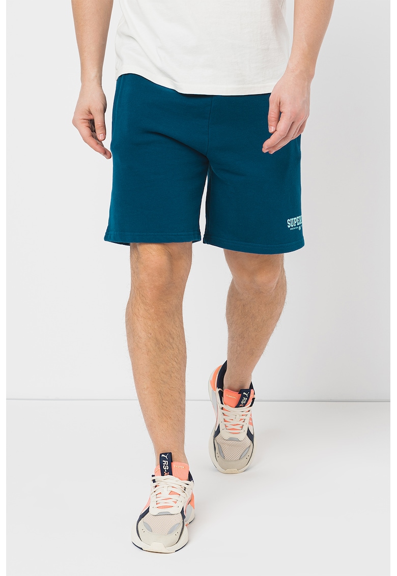 Pantaloni scurti din bumbac cu buzunare laterale Code Core - Albastru petrol