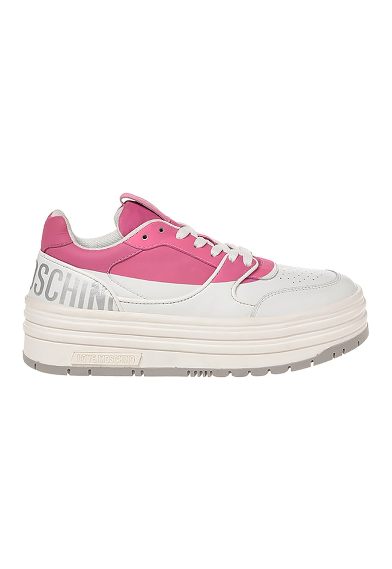 Pantofi sport flatform din piele cu model colorblock