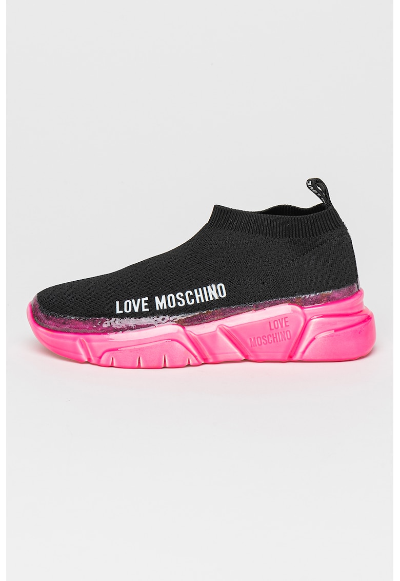 Love Moschino Pantofi sport slip-on cu talpa contrastanta