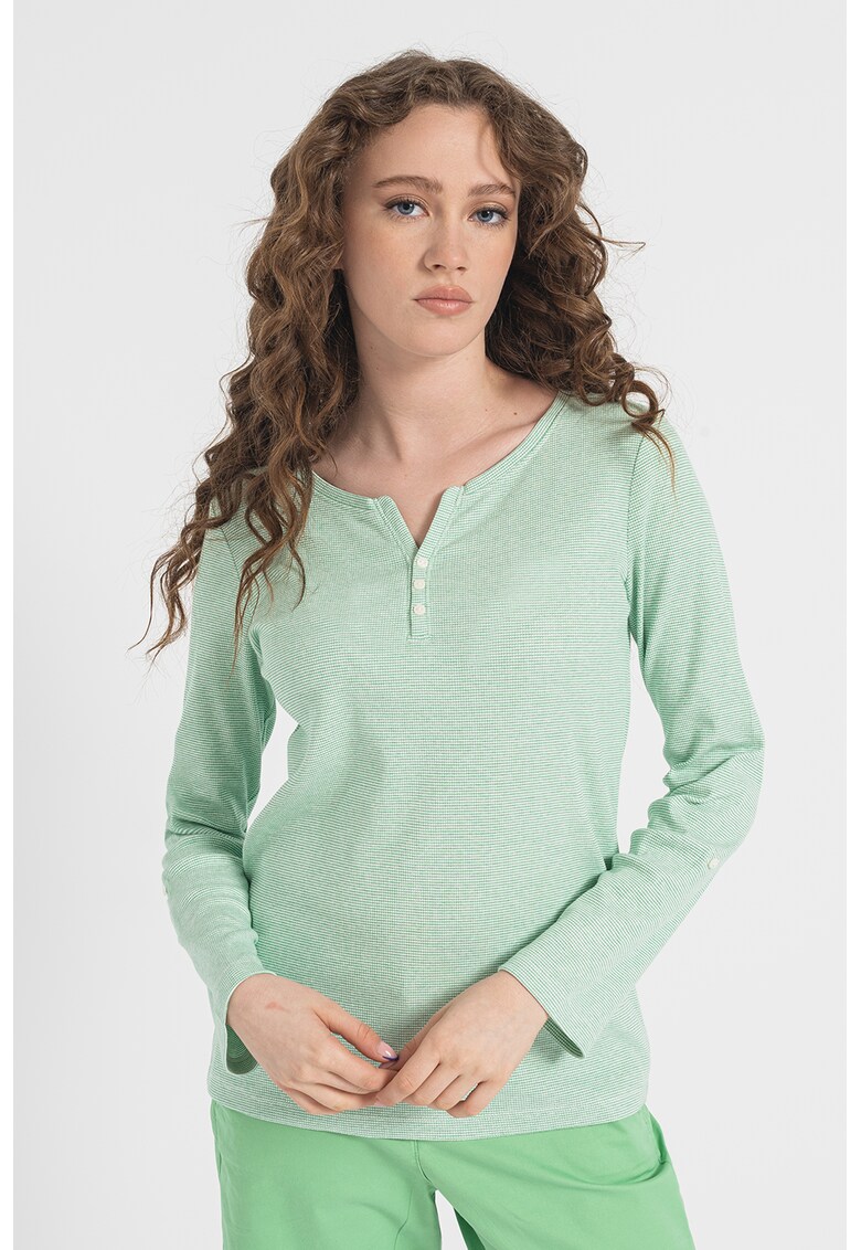 Bluza texturata cu decolteu henley