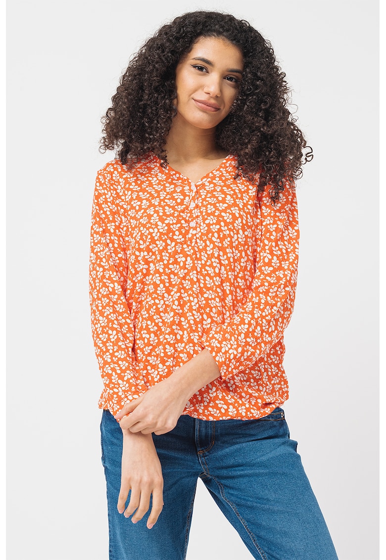 Bluza cu imprimeu floral - Alb/Portocaliu mandarina