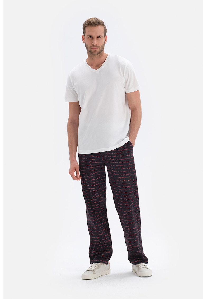 Pantaloni de pijama din bumbac cu model text