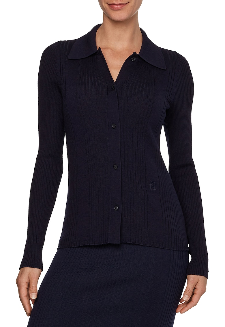 Pulover polo din amestec de lana si lyocell