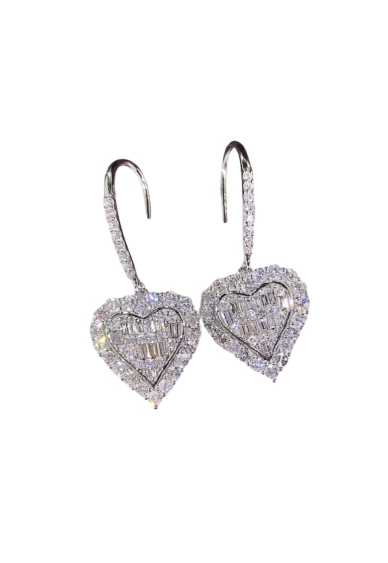 Cercei argintii - forma de inima - cu pietre din zirconiu - Peta C19 -