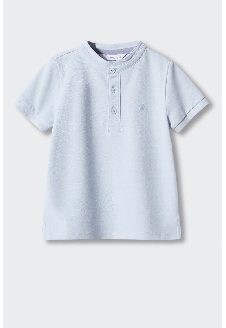 Tricou de bumbac cu fenta cu nasturi