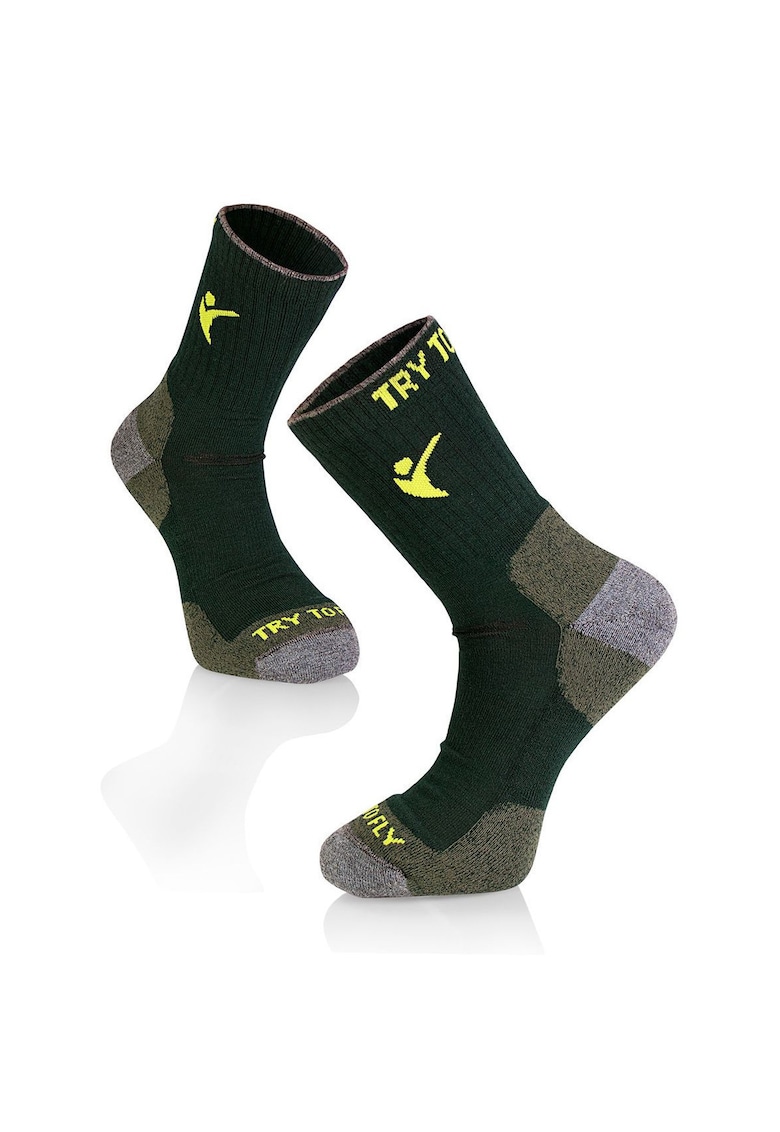 Sosete pentru Drumetie din Lana de Merinos Verde inchis