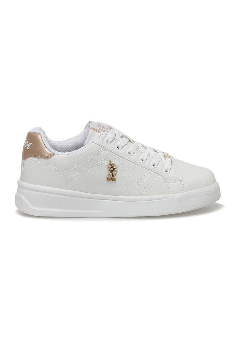 Pantofi sport de piele ecologica cu logo metalizat
