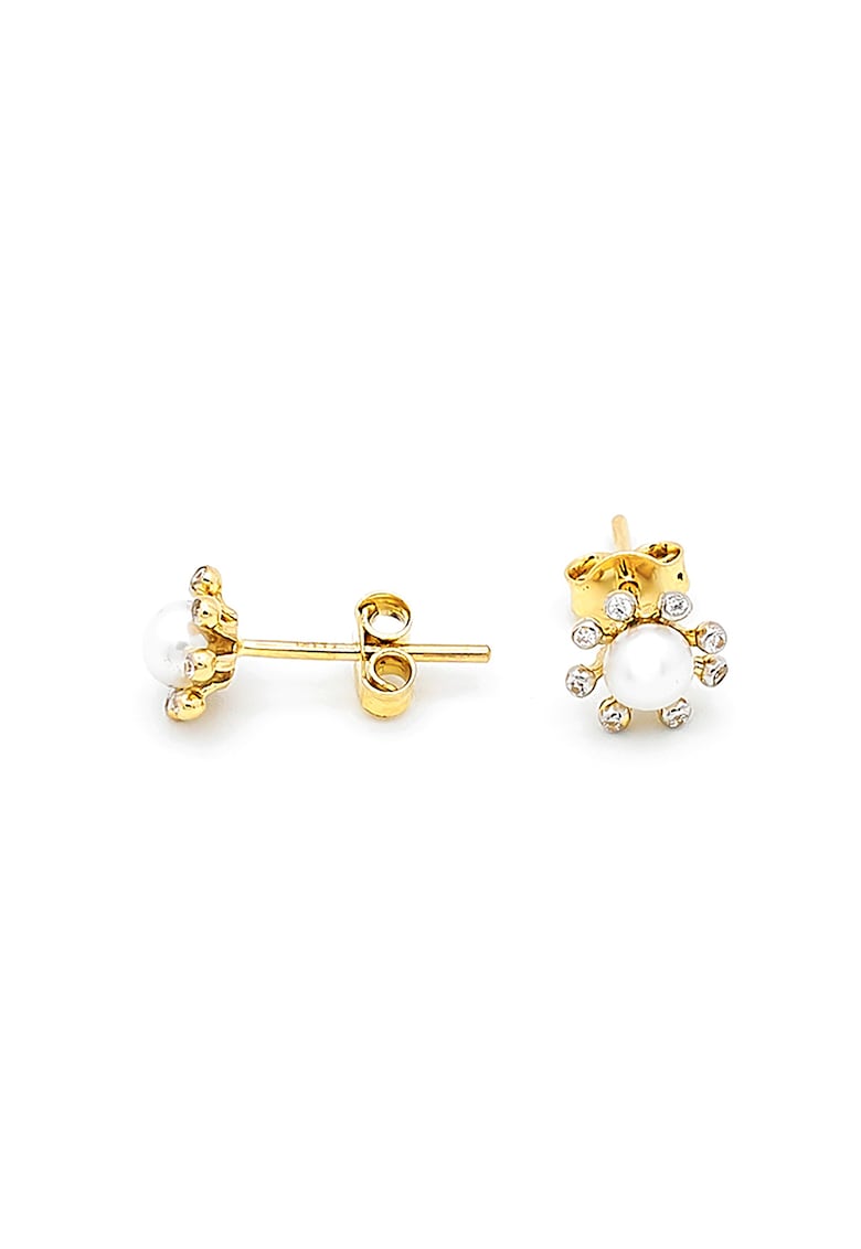 Cercei din aur de 14K – cu tija – perle si cristale Amena DIVA PEARLS poza noua reduceri 2022