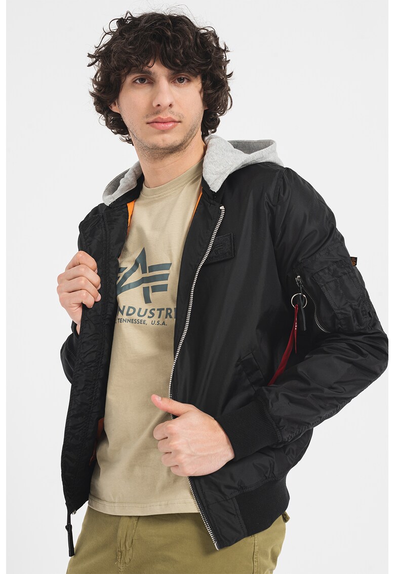 ALPHA INDUSTRIES Яке бомбър с лого и качулка за Мъже ALPHA INDUSTRIES Яке бомбър с лого и качулка за Мъже