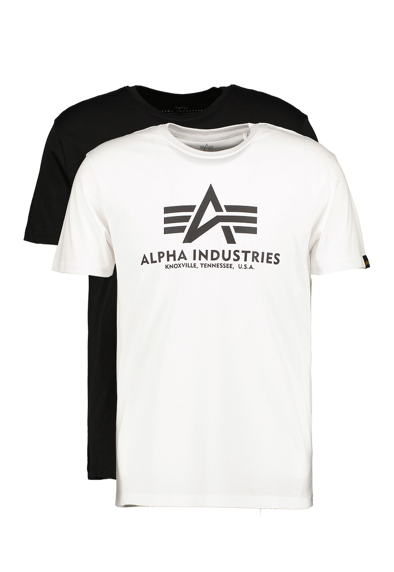 Set de tricouri cu logo - 2 piese - Alb/Negru