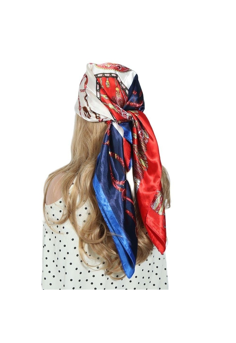 Esarfa rosie - patrata - cu imprimeu - Reimon C2 -