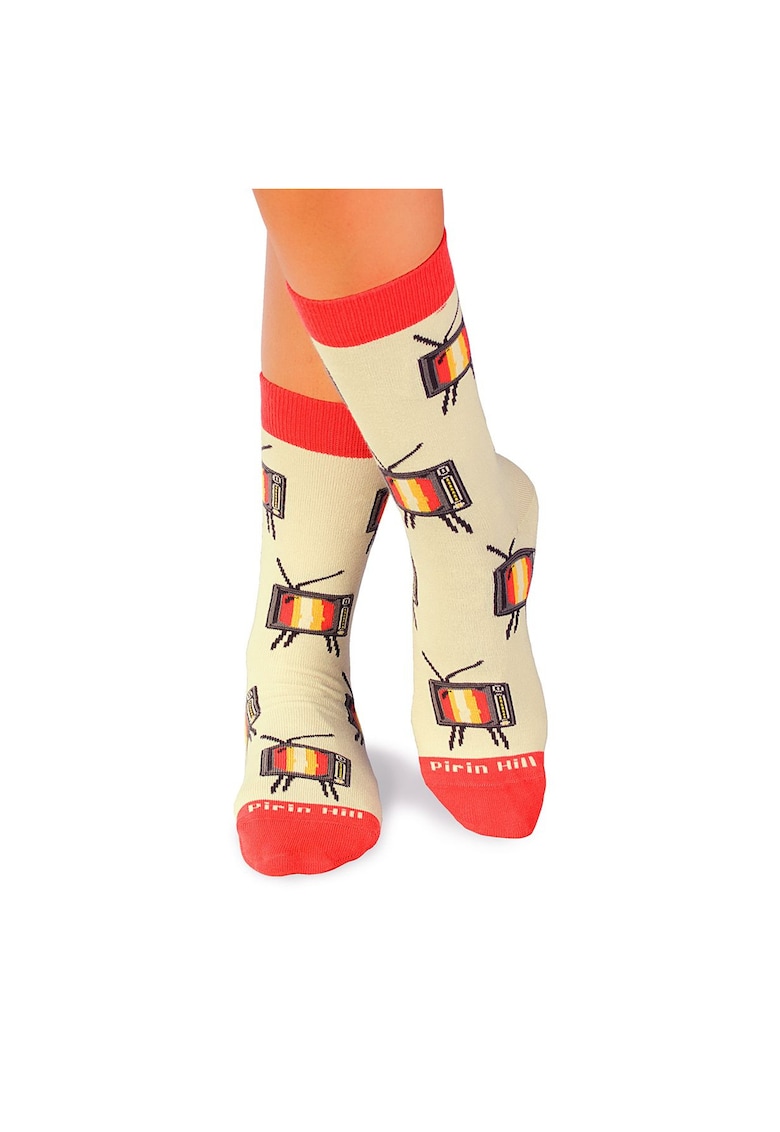 Sosete bumbac organic COLOUR COTTON Retro TV Ecru Sosete bumbac organic COLOUR COTTON Retro TV Ecru