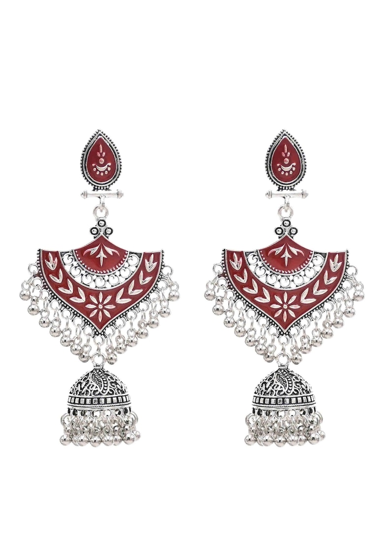 Cercei argintii - stil indian - cu clopotei - Pearly C6 -