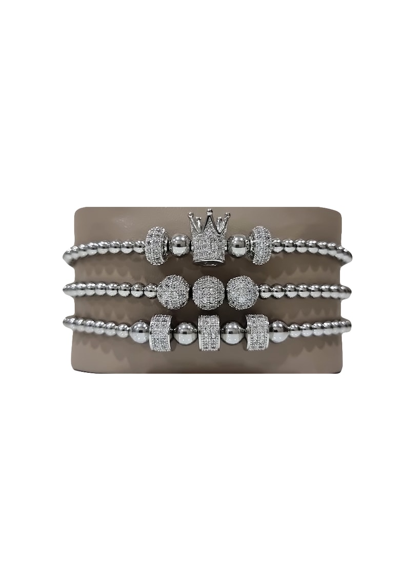 Set bratari Sparkle din otel inoxidabil si zirconiu