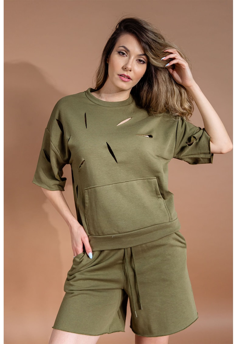 Bluza din amestec de bumbac cu detalii decupate Mary