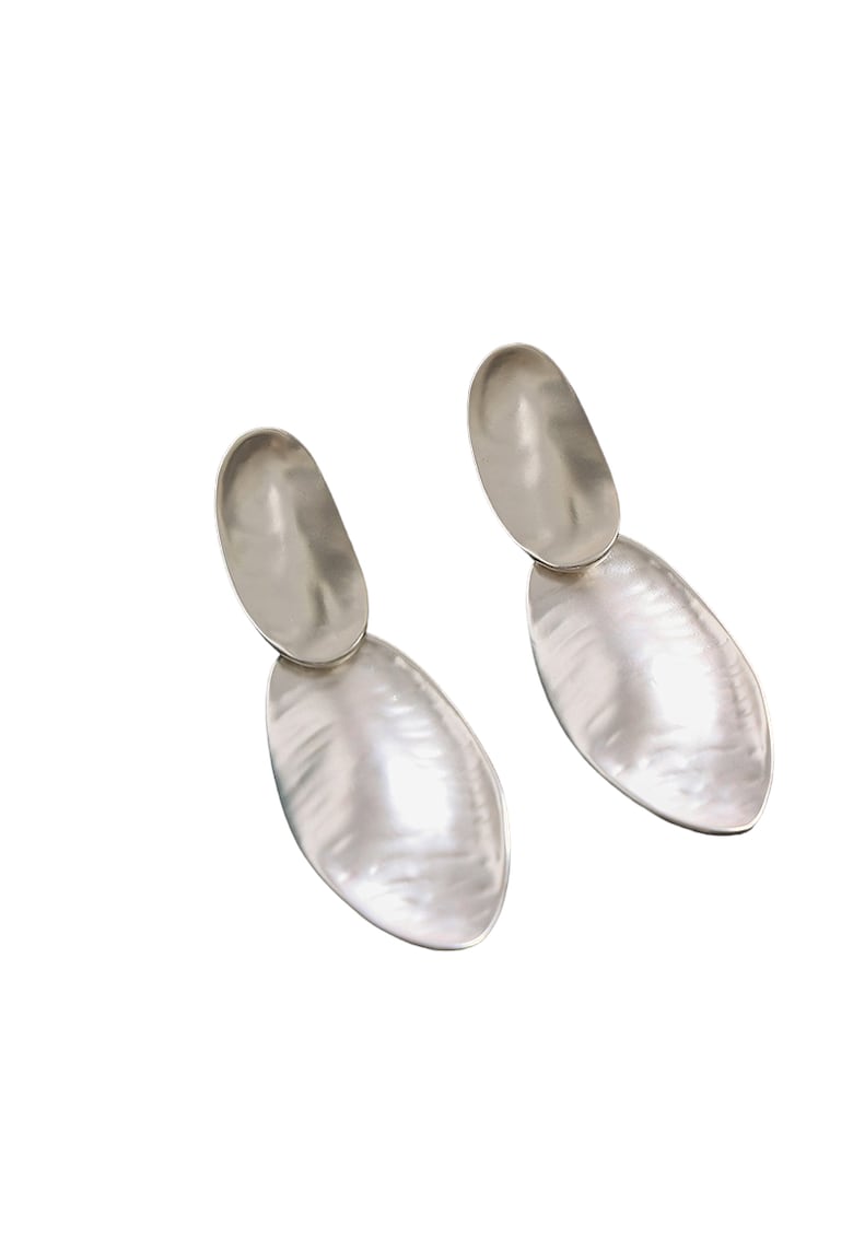 Cercei argintii - ovali - cu clips - Nana C1 -