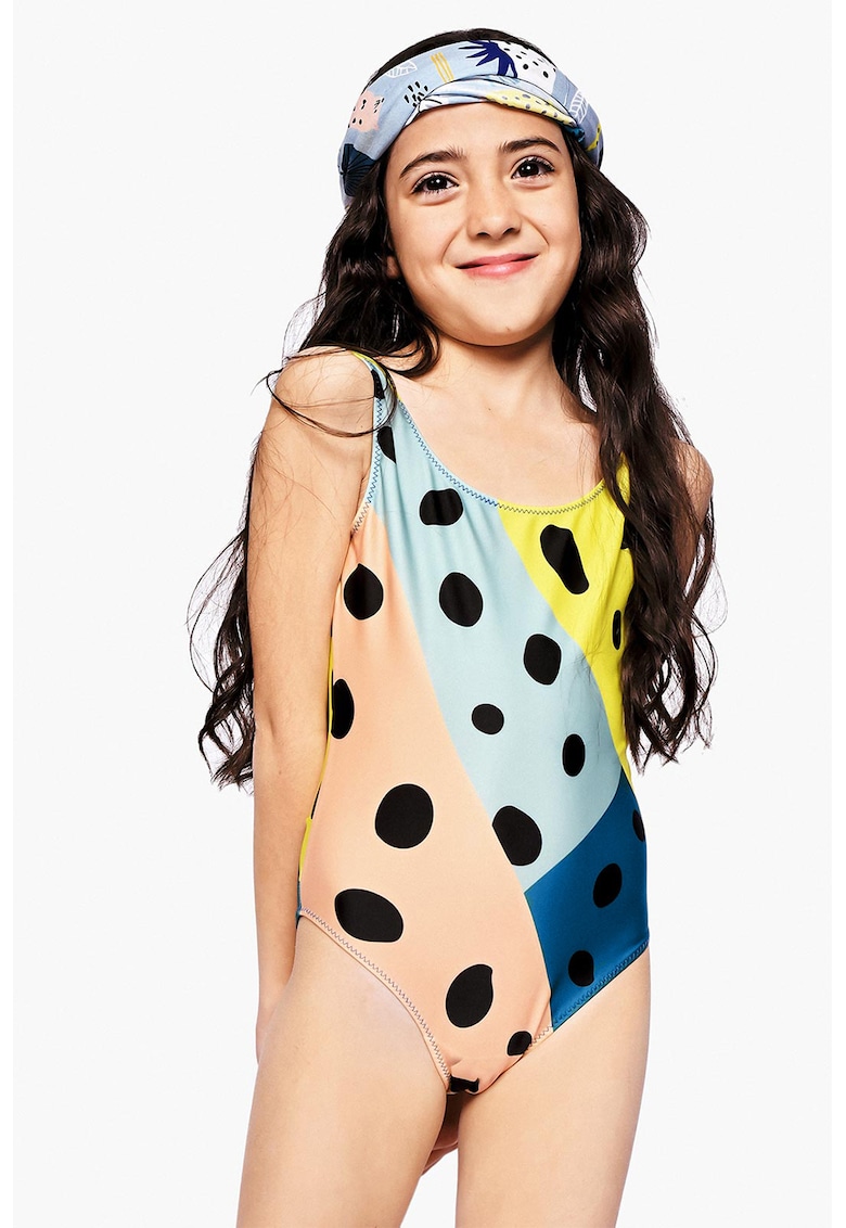 Costum de baie intreg cu imprimeu colorblock - Multicolor