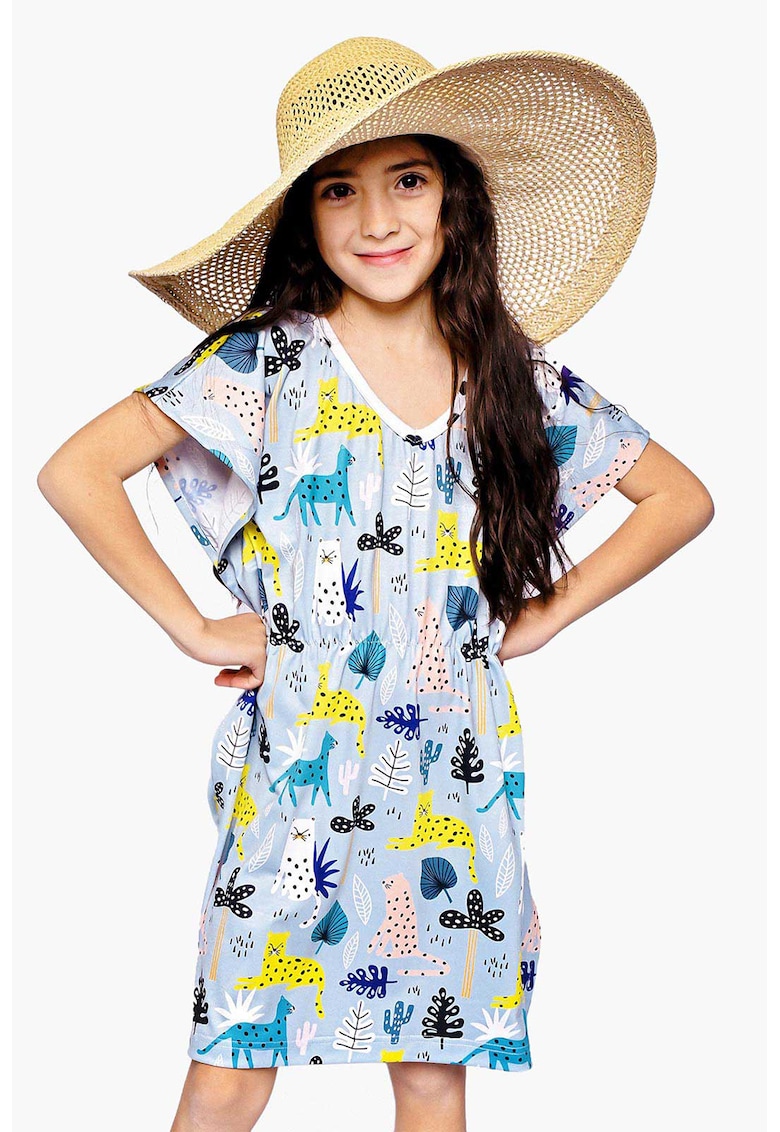 Rochie de plaja cu talie elastica - Multicolor