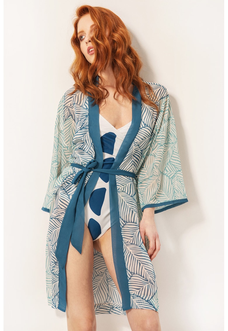 Kimono cu imprimeu pentru plaja