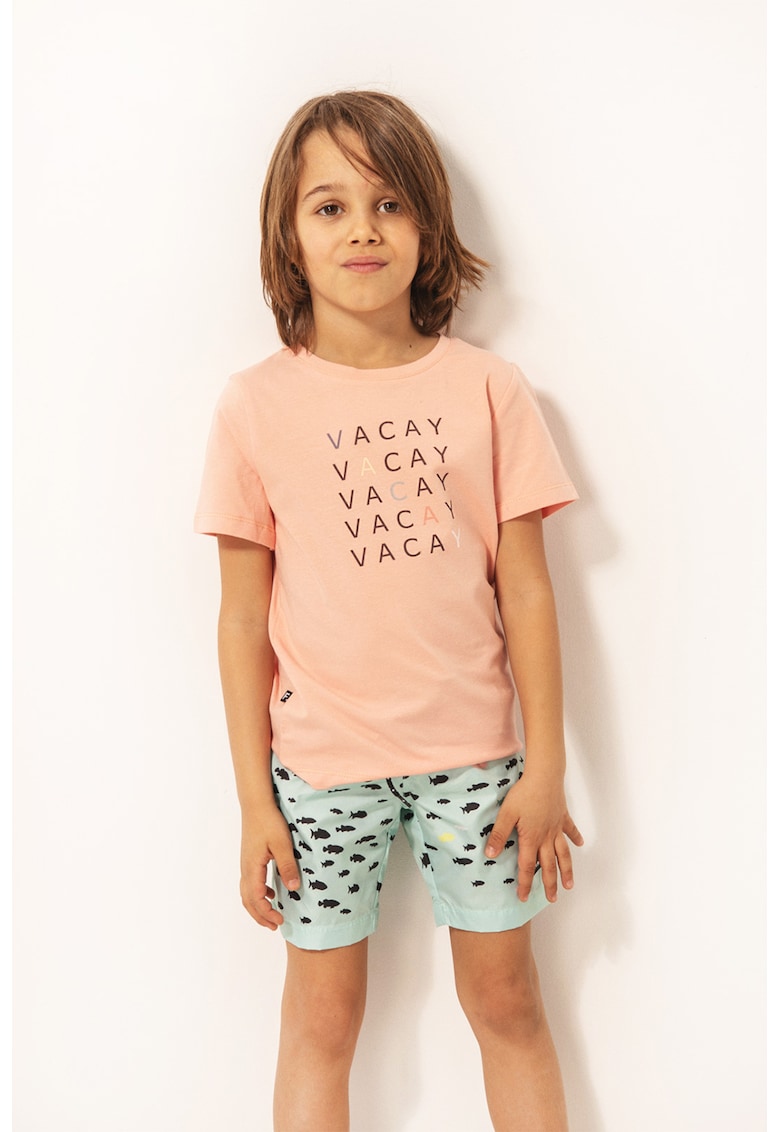 Tricou din amestec de bumbac cu imprimeu text