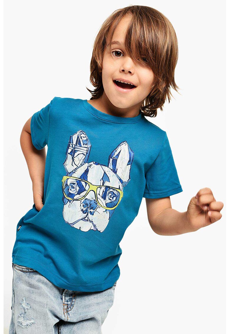 Tricou cu imprimeu si decolteu la baza gatului Spike