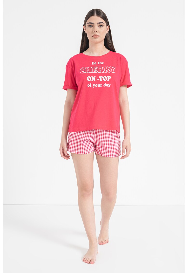 Pijama scurta din bumbac cu model