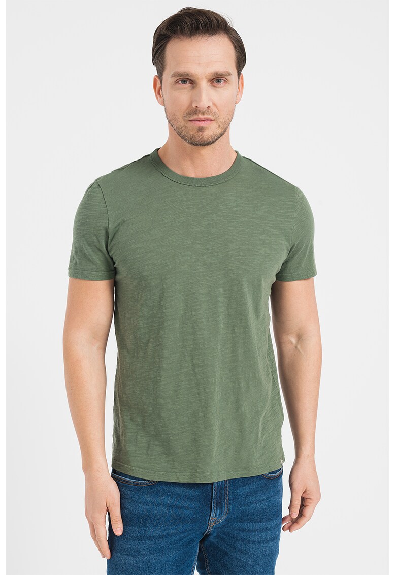 Tricou de bumbac cu decolteu la baza gatului