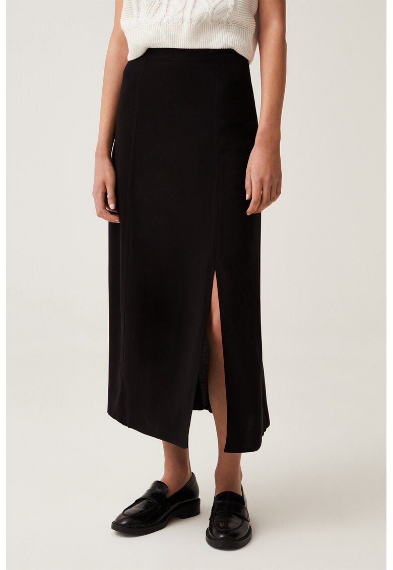 Fusta midi cu slit lateral
