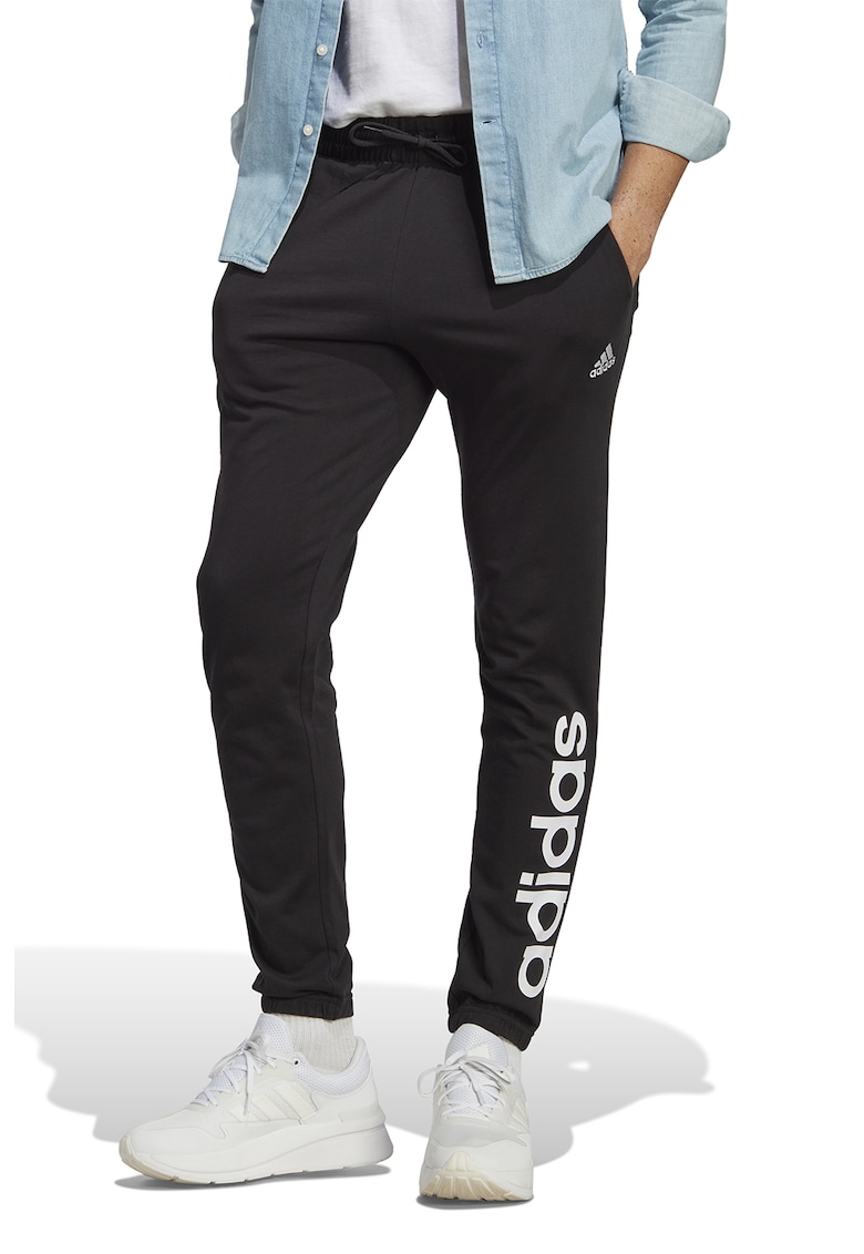 Pantaloni sport cu imprimeu logo si snur de ajustare