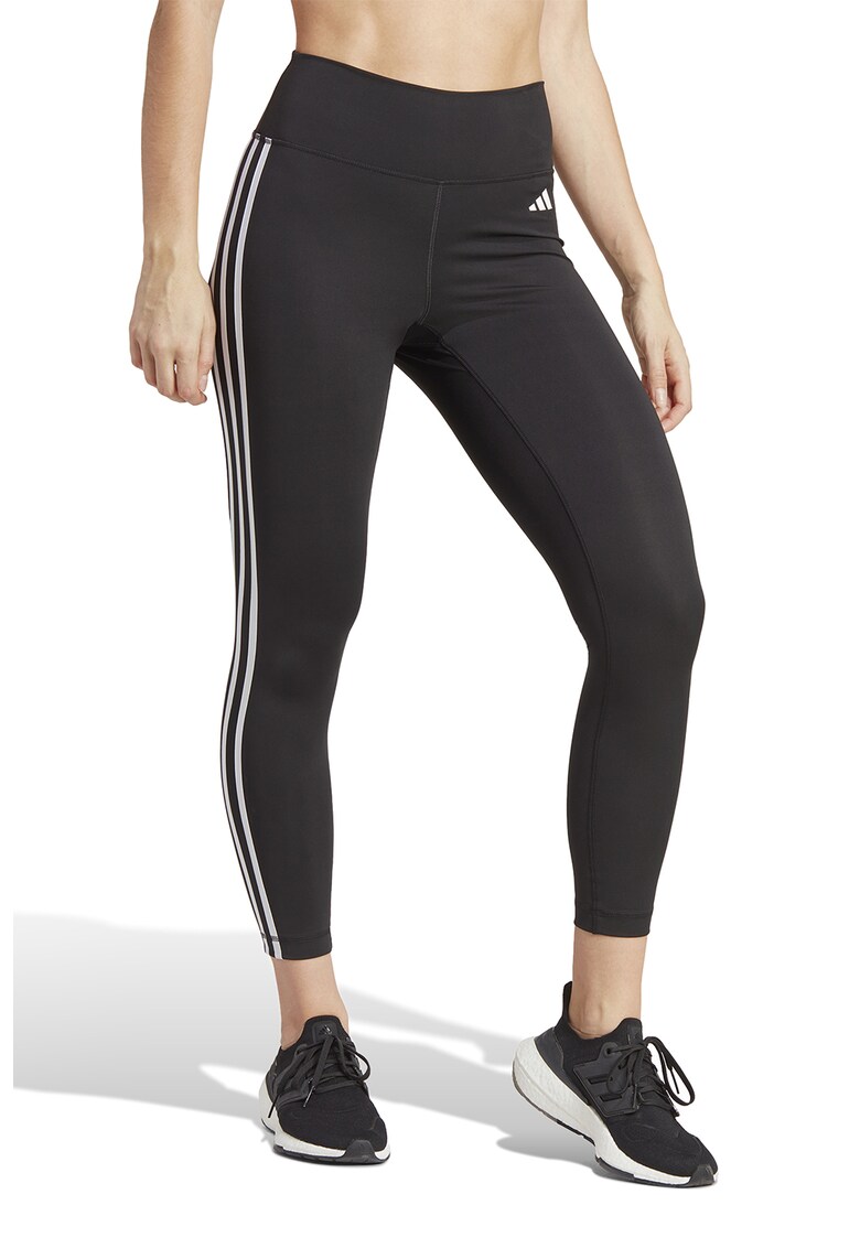 Colanti crop cu benzi laterale cu logo pentru fitness