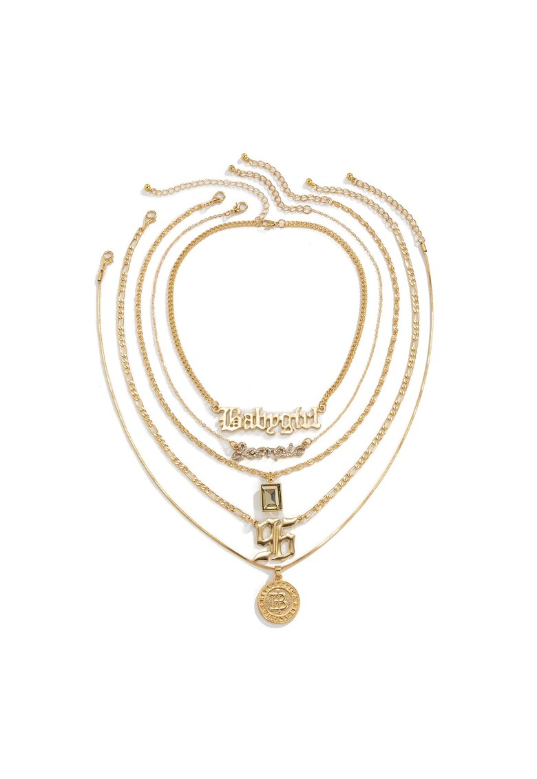 Set 5 coliere aurii - cu zale si pietre - Munda C16 -