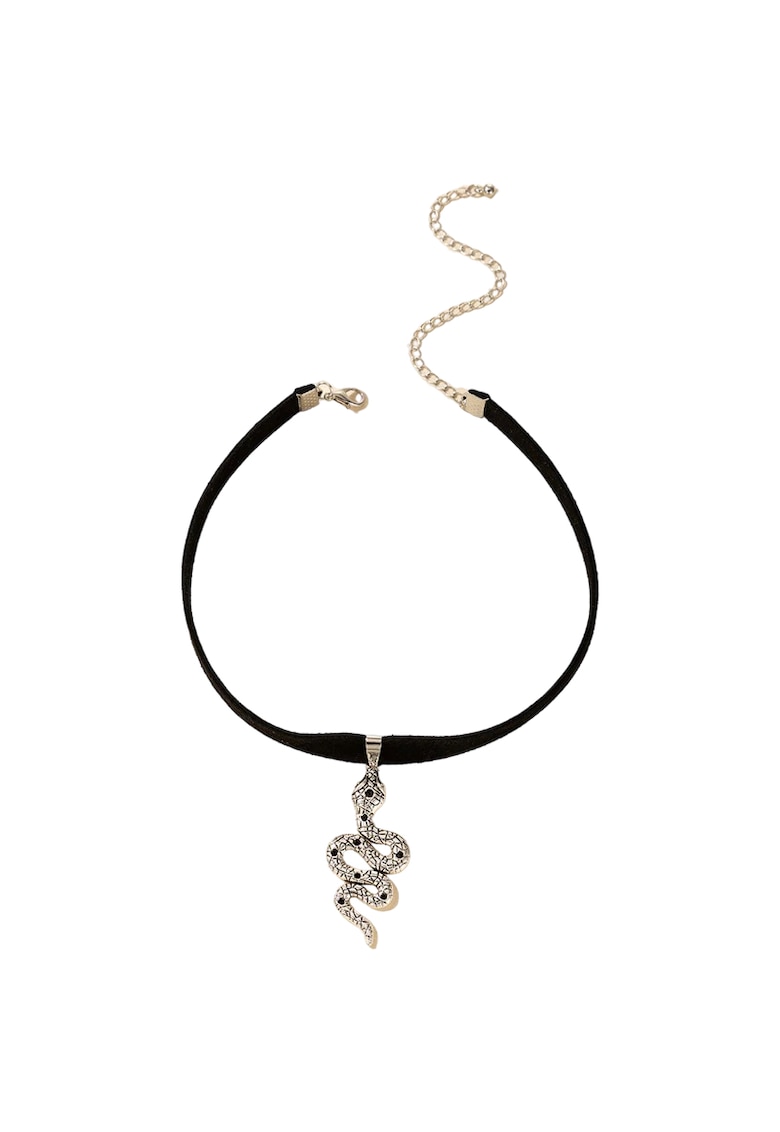 Colier choker negru - cu pandantiv in forma de sarpe - Mordecai C14 -