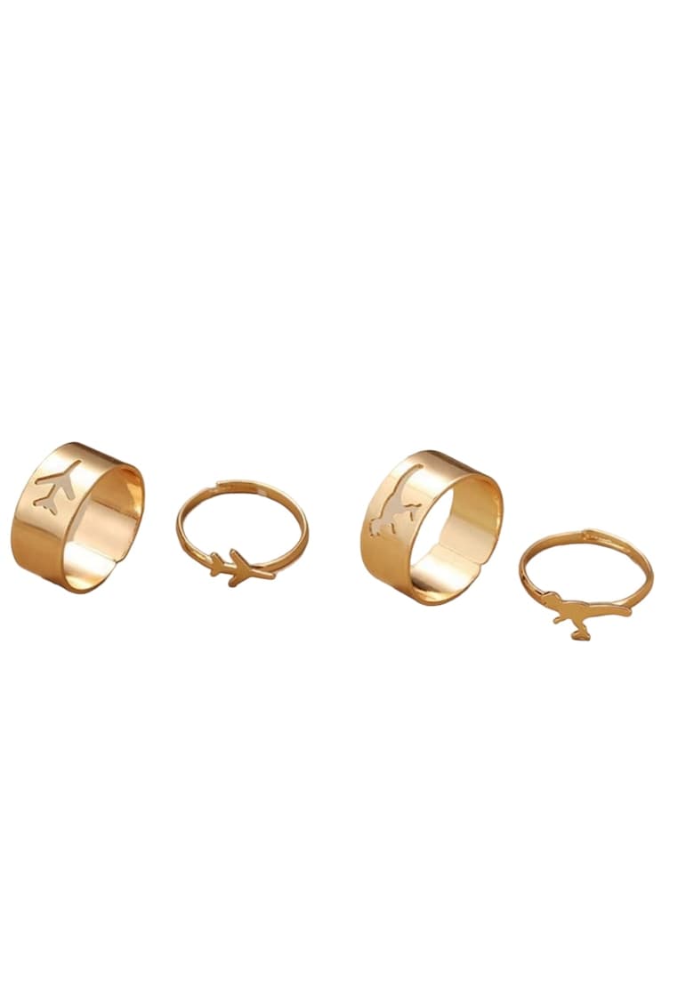 Set 4 inele aurii - cu avion si dinozaur - Naomi C1 -