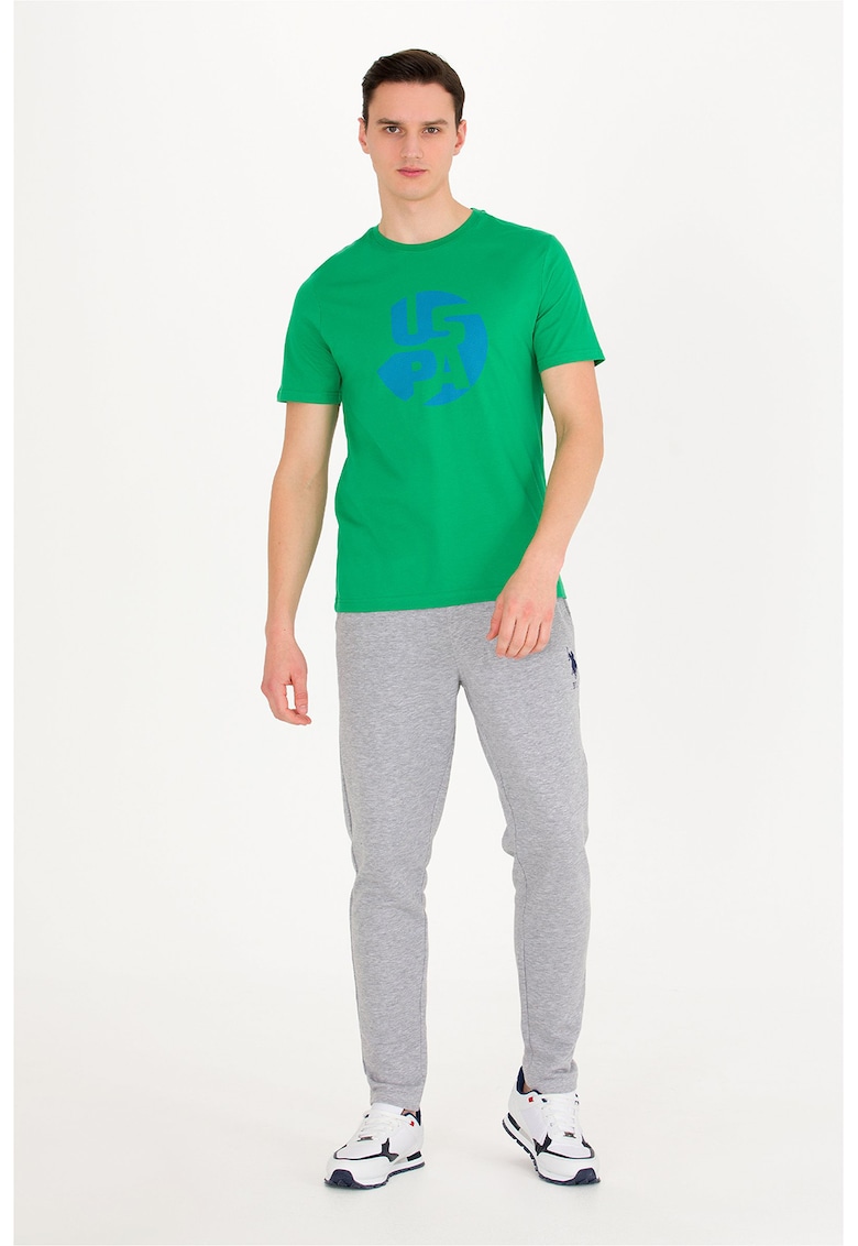 Pantaloni sport slim fit cu logo brodat